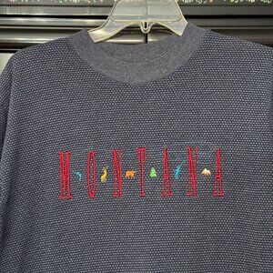 H.L. Miller Gold Montana Embroidered Navy Blue Short Sleeve T-Shirt M